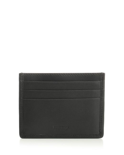 Ferragamo Black Credit Card Holder With Woven Pattern