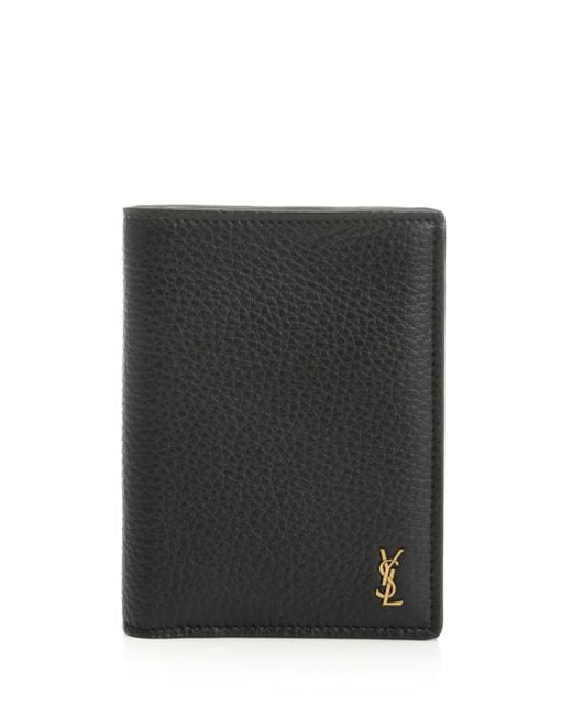 Saint Laurent Black "tiny Cassandre" Credit Card Holder