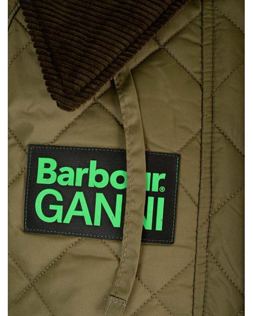 Barbour Green Quilted Cotton Long Jacket