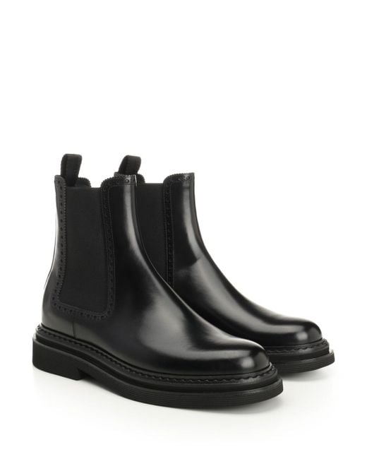 Dolce & Gabbana Black Brushed Calfskin Ankle Boots