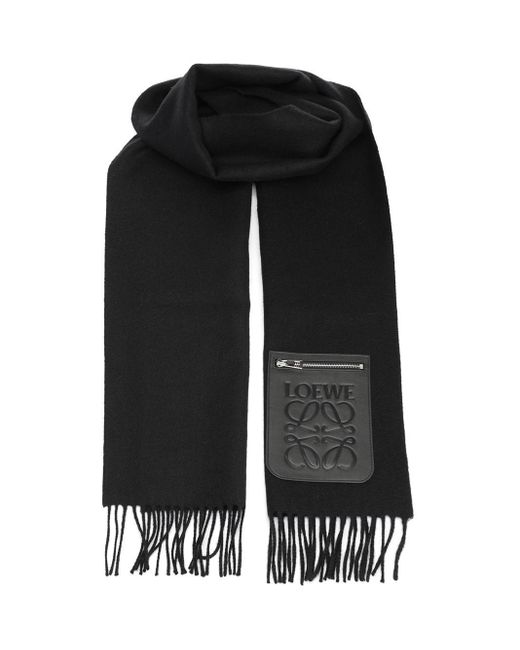 Loewe Black Wool And Cashmere Scarf Scarves And Foulards