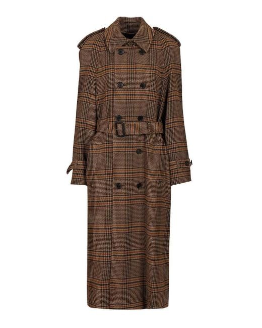 Saint Laurent Brown Prince Of Wales Coat