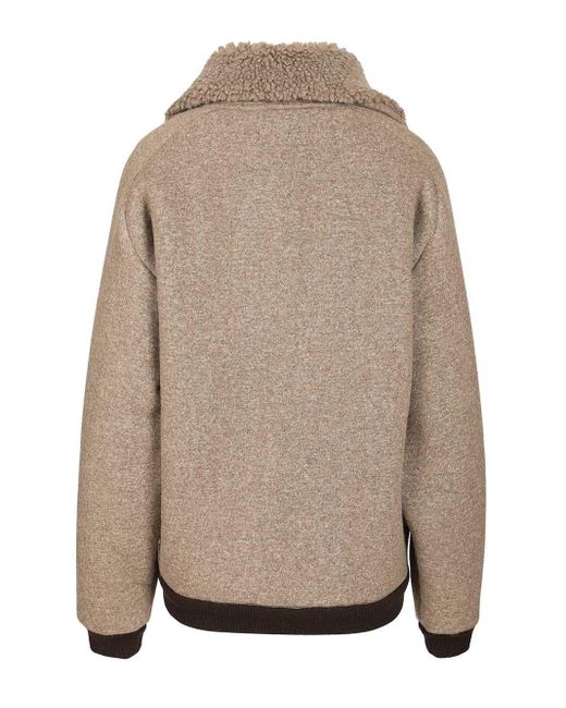 Miu Miu Brown Knit Bomber Jacket