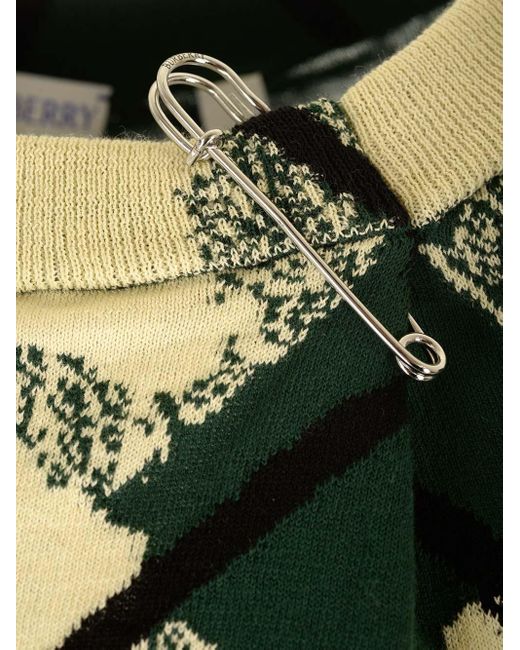 Burberry Green Safety Pin Detail Top