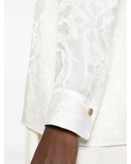 Versace White Barocco-jacquard Satin Blouse