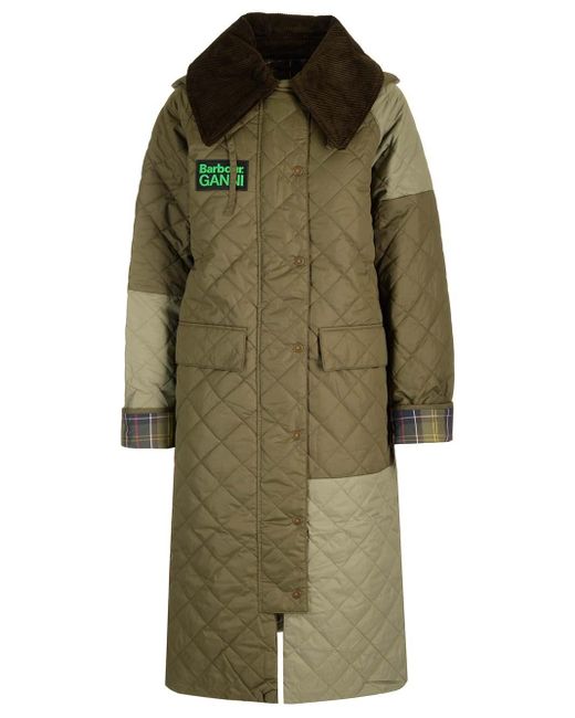 Barbour Green Quilted Cotton Long Jacket