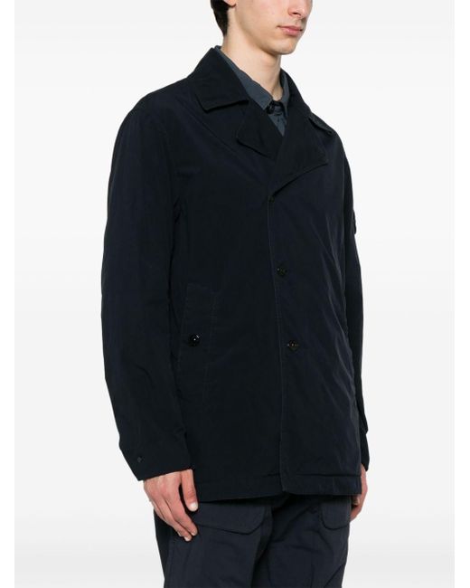 Stone Island Black Short Nylon Trench Coat for men