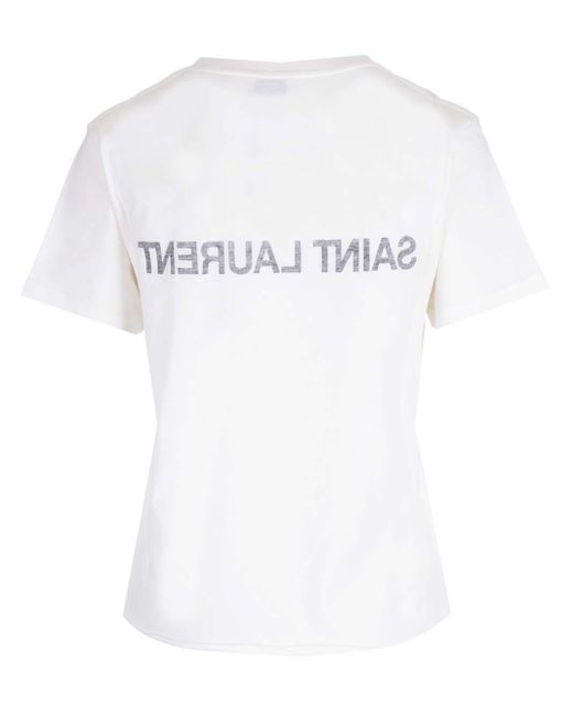 Saint Laurent White T-shirt With Reverse Logo