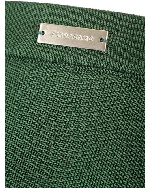 Ferragamo Green Viscose Knit Midi Skirt