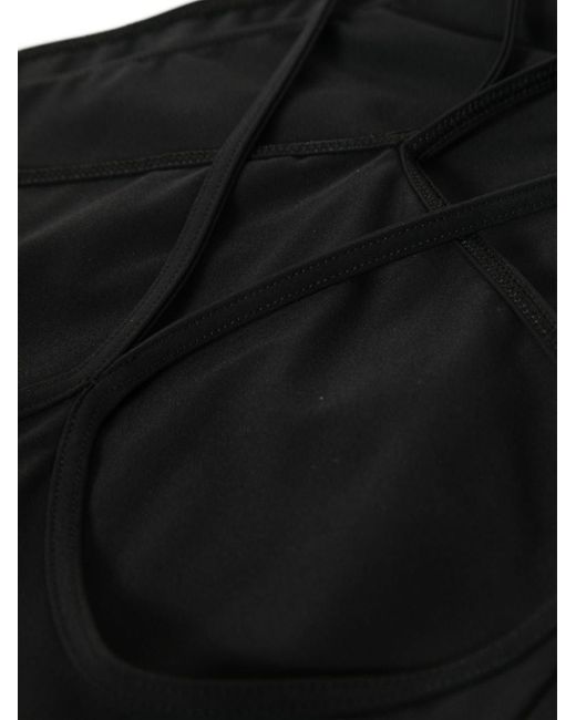 Saint Laurent Black Criss-cross Halterneck Swimsuit