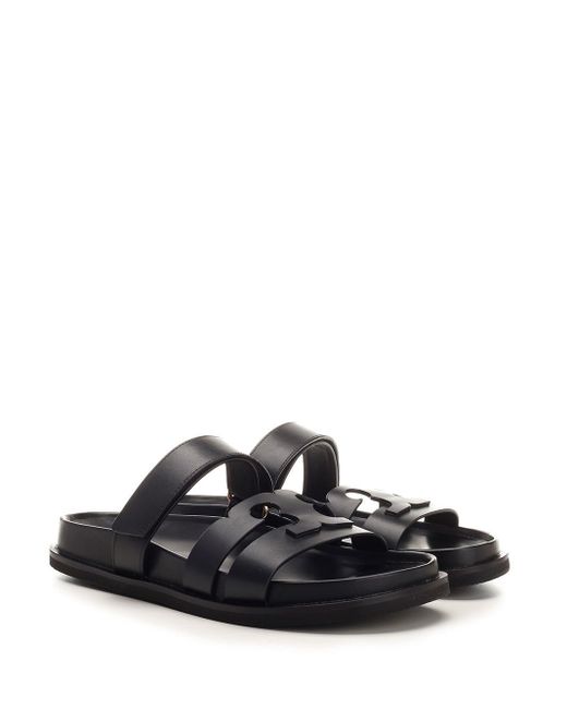 Tory Burch Black T Leather Sandals