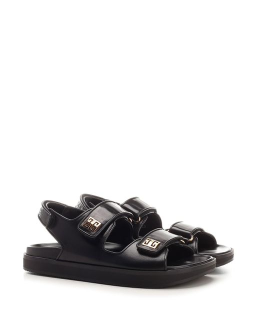 Givenchy White 4g Leather Strap Flat Sandals