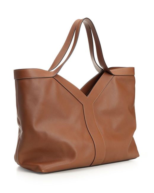 Saint Laurent Brown Large "y" Tote Bag