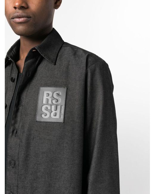Raf Simons Black Gray Denim Shirt for men