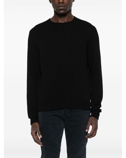 Palm Angels Black Curved Logo Sweater for men