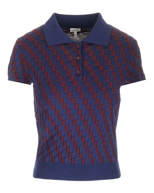 Loewe Blue Stretch Cotton Polo Shirt