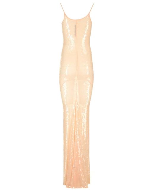 Rick Owens White Long Dress With Sequins