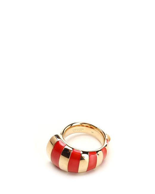 Ferragamo White Ring An Shell Gold/red