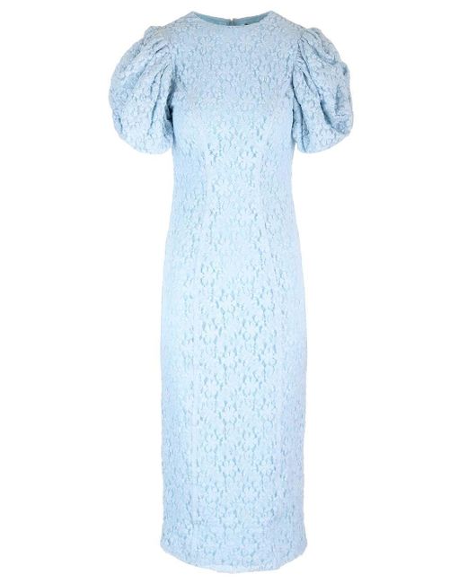 ROTATE BIRGER CHRISTENSEN Blue Fitted Midi Dress