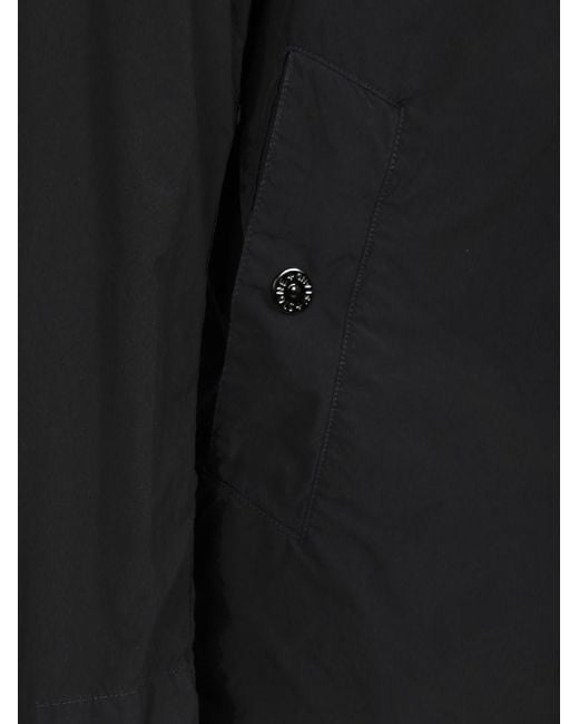 Stone Island Black Short Nylon Trench Coat for men