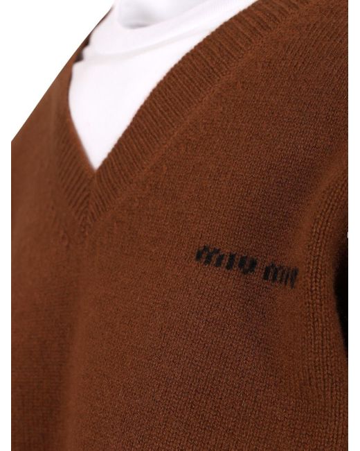 Miu Miu Brown Cashmere Crop Sweater
