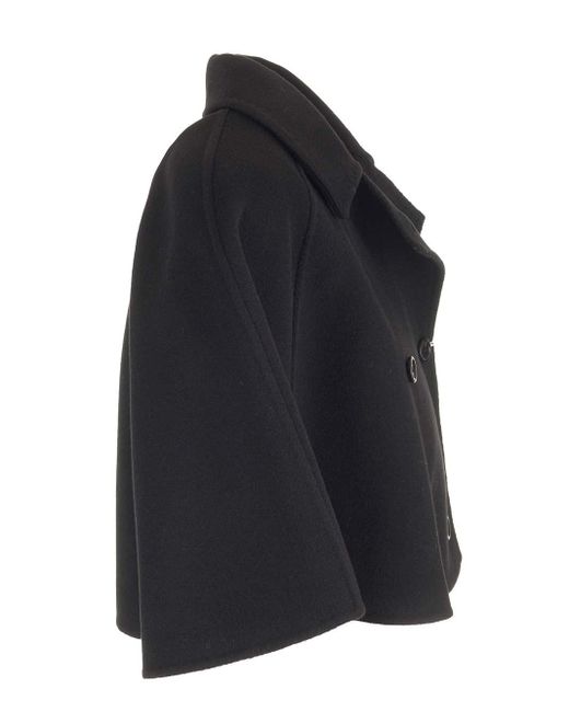 Max Mara Blue Short Cape In Wool And Cashmere