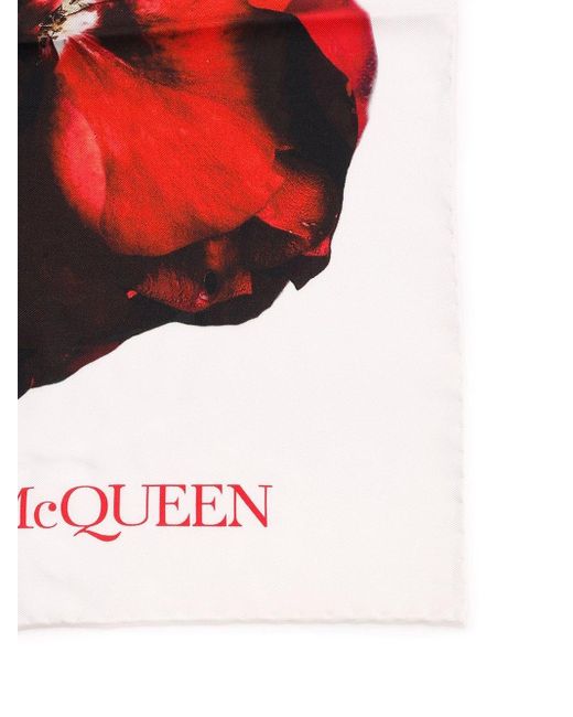 Alexander McQueen White Printed Silk Scarf