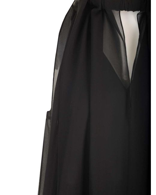 Del Core Black Silk Chiffon Long Dress