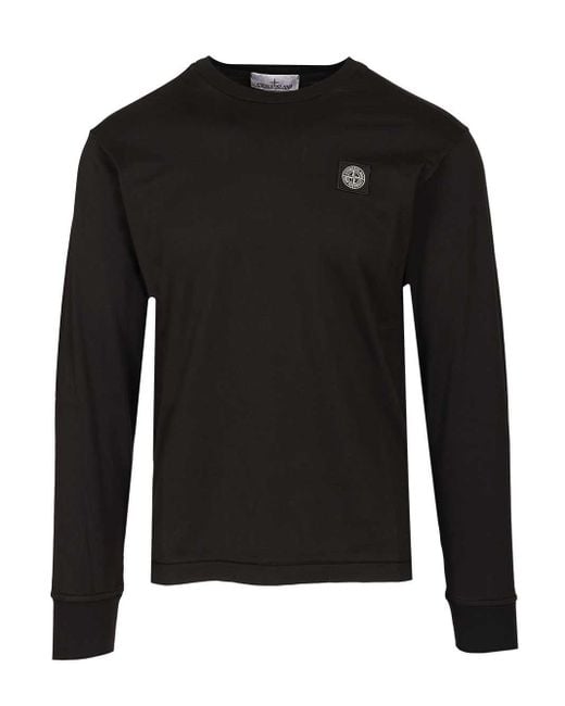 Stone Island Black Long-sleeved Cotton Jersey T-shirt