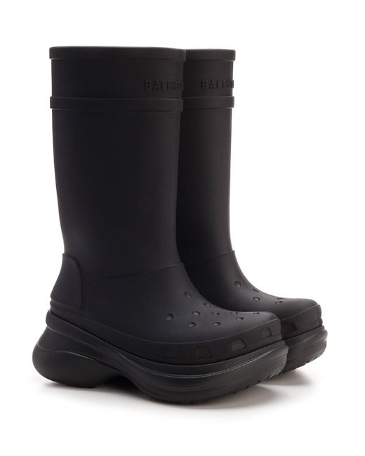 Balenciaga Crocs Black Rubber Boots Lyst