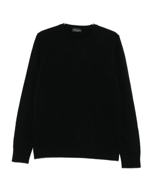 Roberto Collina Black Crew Neck Sweater In Wool And Cashmere for men