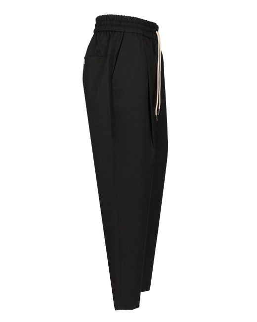 Drole de Monsieur Black Wool Blend Trousers for men