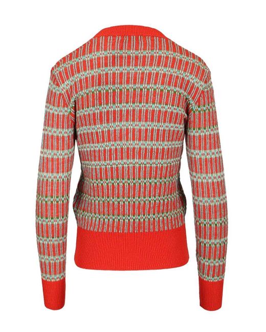 Etro Red Jacquard Wool-blend Sweater