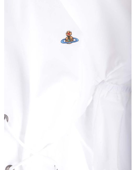 Vivienne Westwood White Orb-Embroidered Cotton Shirt