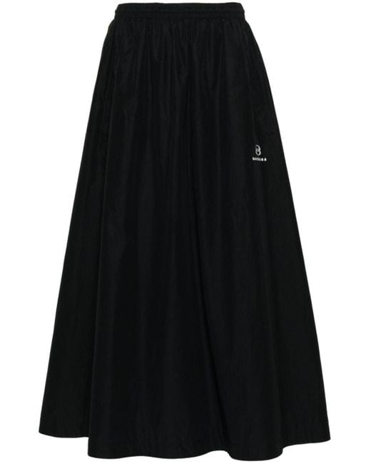 Balenciaga Black Logo-Embroidered Maxi Skirt