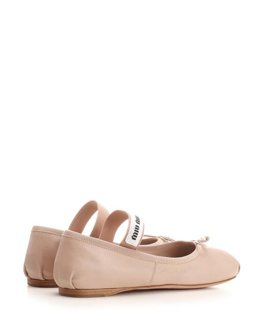 Miu Miu Pink Leather Ballet Flats