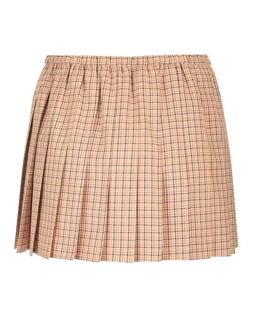 Miu Miu Natural Pleated Mini Skirt