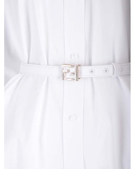 Fendi White Cotton Polystyrene Midi Dress