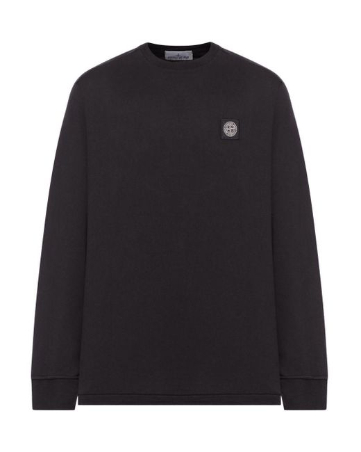 Stone Island Black Long-sleeved Cotton Jersey T-shirt