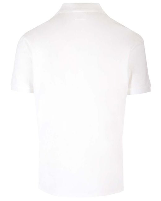 C P Company White Cotton Piquet Polo Shirt for men