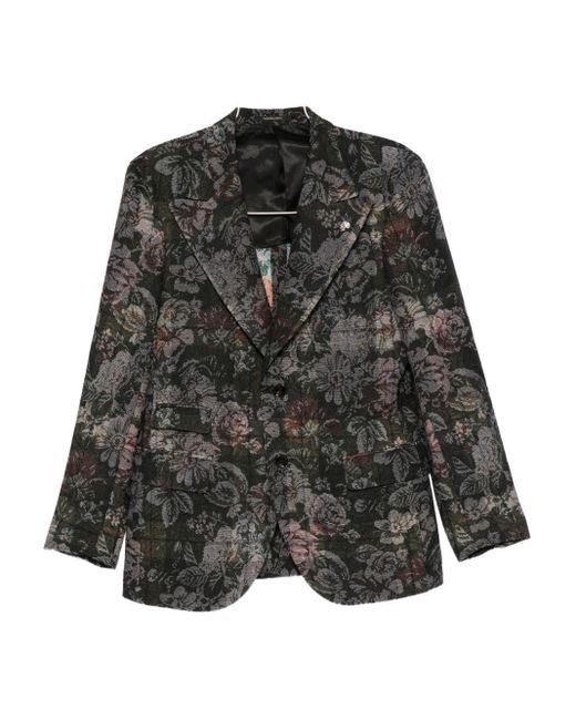 Gabriele Pasini Black Blazer With Floral Pattern for men