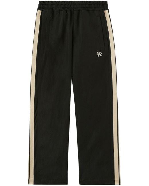 Palm Angels Black Nylon Track Pants With Bands for men