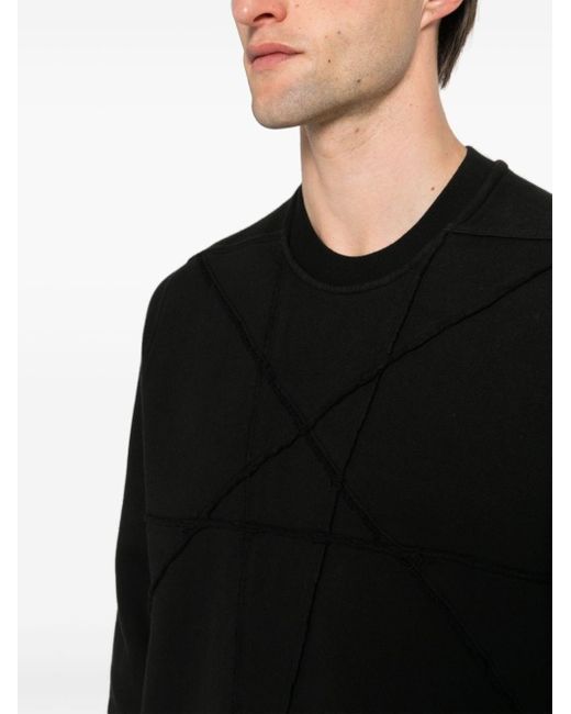 Rick Owens Black Star-embroidery Cotton Sweatshirt for men