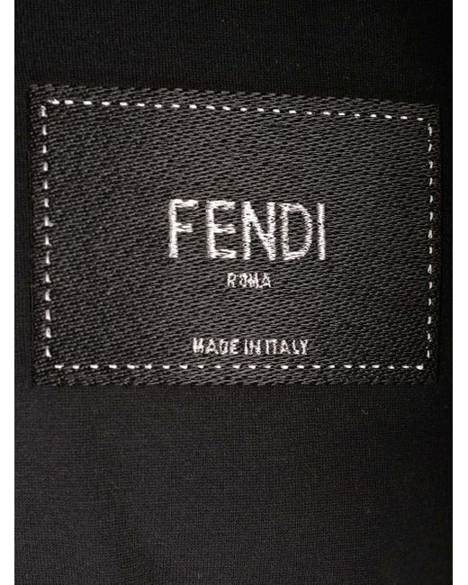 Fendi Black T-shirt With Leather Logo Patch