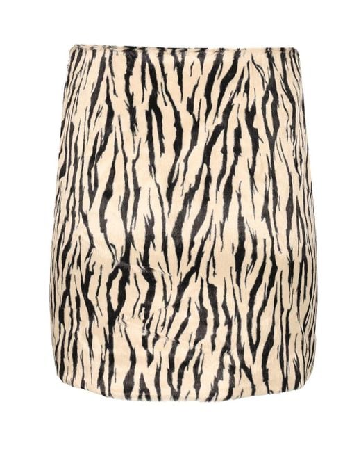 ROTATE BIRGER CHRISTENSEN White Printed Faux Fur Skirt