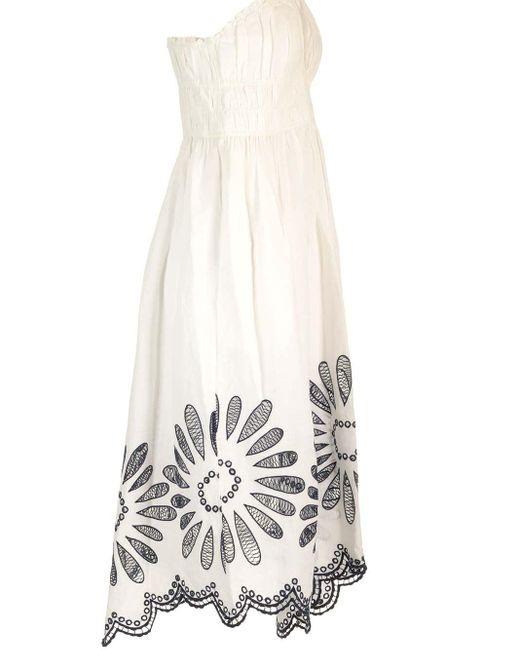 Ulla Johnson White Beatrice Midi Dress In Cotton And Linen