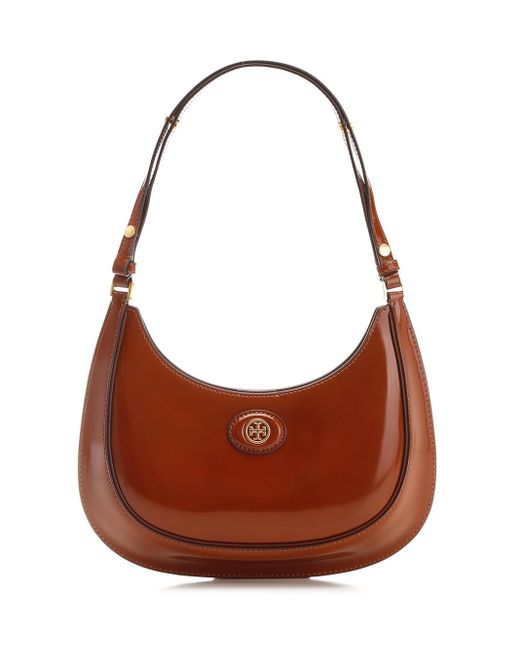 Tory Burch Brown Brushed Leather Hobo Bag