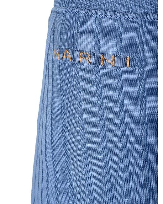 Marni Blue Long Celestial Ribbed Skirt