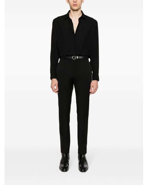 Saint Laurent Black Tailored Trousers In Grain De Poudre for men