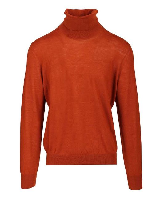 Saint Laurent Red Wool Turtleneck for men